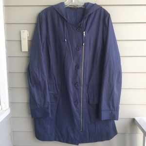 J.JILL Lightweight Off Center Zip Hooded Jacket Sz.M